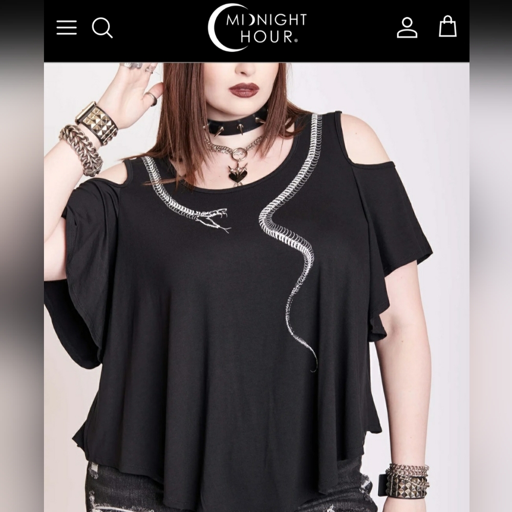 Midnight Hour black skeleton snake cold shoulder top